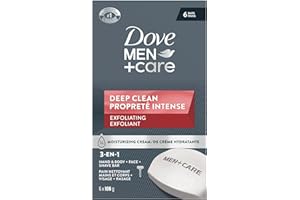 Dove Men+Care Deep Clean Hand & Body & Face & Exfoliation Bar Soap with purifying grains for healthy-looking and strong skin 