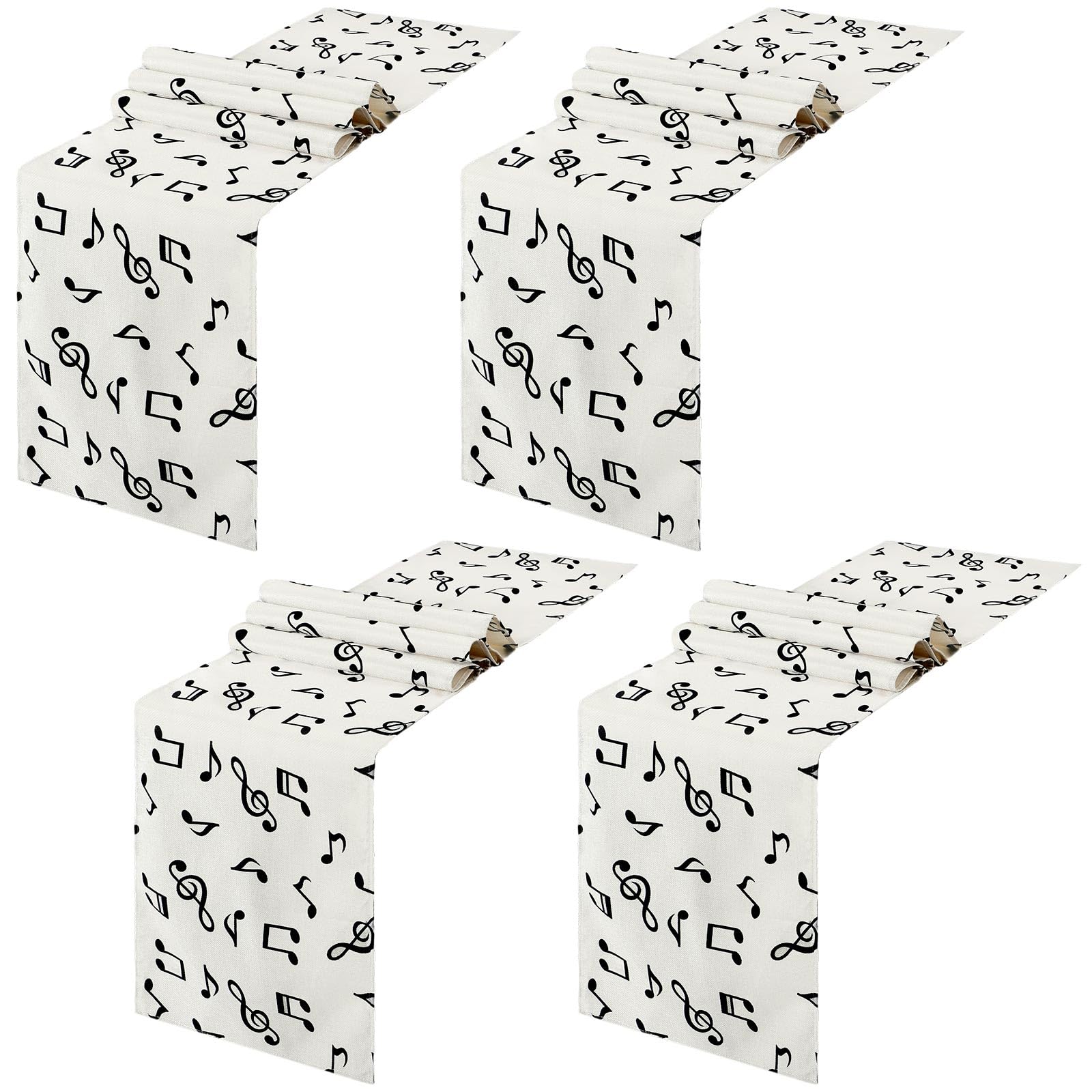 Photo 1 of Peryiter 4 Pcs Linen Music Table Runner Musical Notes Piano Table Runner for Music Party Decor for Jazz Wedding Bridal Shower Birthday Patry Supplies, 72'' x 13'' (Musical Notes Style)