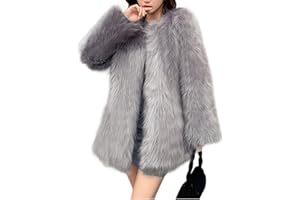 Women's Faux Fur Coat Open Front Long Jacket Winter Outfits Fluffy Warm Outwear Plush Overcoat