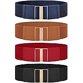 JASGOOD 4 Pack Wide Elastic Stretch Waist Belts for Women Dress Belt