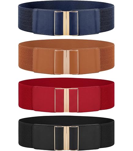 10 Piece Stretchy Vintage Waist Belts with Buckle Elastic Belt SATINIOR 10 Pieces Stretchy Vintage Waist Belts with Buckle  main image 3