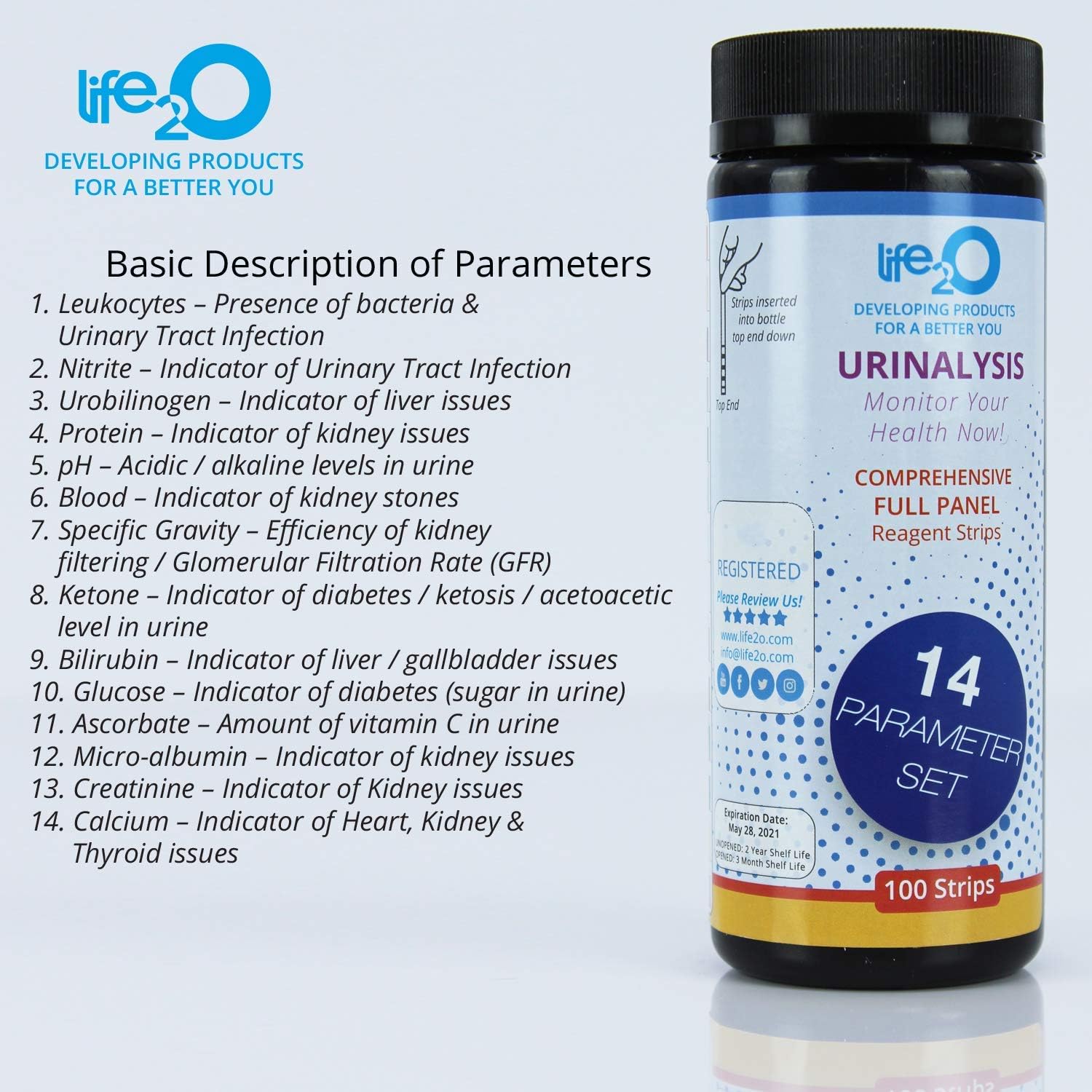 Comprehensive 14-in-1 Urine Test Strips 100ct | Urinalysis Dip-Stick Testing Kit | Ketone, pH, Blood, UTI, Protein | Keto Alkaline Diet, Ketosis, Kidney Infection & Liver Function | Free e-Book Inside: Health & Personal Care