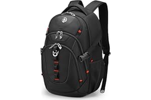 Swissdigital Design Laptop Backpack with USB Charging Port, Travel Backpack Fits 15.6 inches Computer, 31L College School Backpack for Men, Black | SD803-01