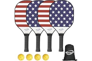 Flydot Pickleball Paddles Set of 4, 4 Indoor&Outdoor Pickleball Balls and 1 Carry Bag, Pickleball Paddles for Beginner&Pro, Pickleball Rackets with Ergonomic Cushion Grip