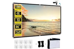 Foldable Projector Screen, XINLEMY 84" 4K 16:9 HD Portable Projection Movie Screen Double-Sided Cinema Screen for Home Theate