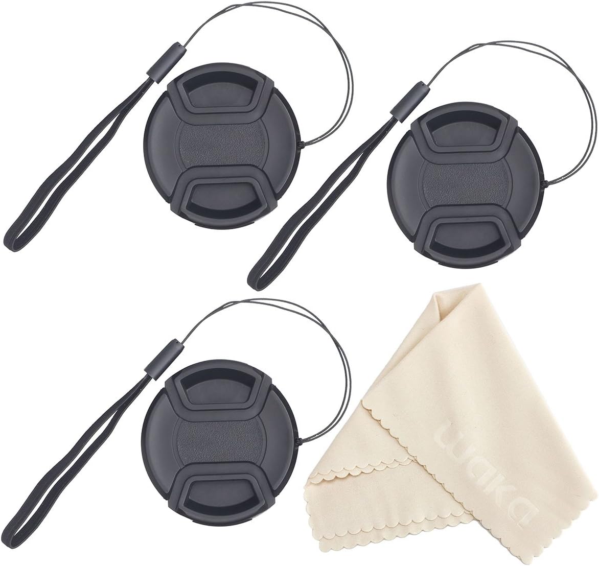 waka3 Pack 77mm Center Pinch Lens Cap Cover with Cap Keeper for Canon EF 24-105mm f4L, EF 24-70mm f4L, EF 16-35mm f4L, Nikon AF-S 20mm f1.8, AF-S 16-35mm f4G and Other Lenses with 77mm Filter Thread