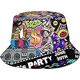 Fashion Retro Vintage 80s or 90s Pattern Print Bucket Hat Funny Fisherman Hat Packable Caps Sun Hat for Men Women