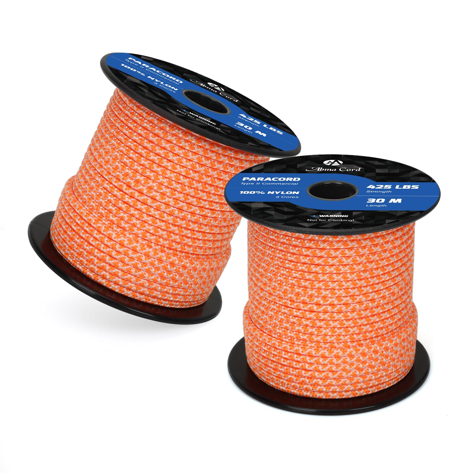 Abma Cord Paracord 425 lbs 3mm 100% Nylon 30M - Cream & Orange
