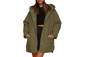 YMING Women's Lightweight Puffer Long Jacket Long Sleeve Hooded Down Coat Winter Quilted Padded Coat with Pockets