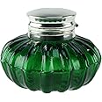 Treasure Gurus Antique Vintage Reproduction Silver Top Dark Green Glass Inkwell
