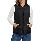Fuinloth Women's Quilted Vest, Rib Collar Lightweight Zip Padded Gilet