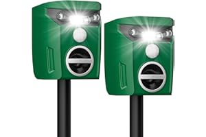 G-Jyuncyou 2 Pack Solar-Powered Ultrasonic Animal Repellent Outdoor, Deer Repellent Devices with Motion Sensor, Waterproof Deer, Cat, Raccoon, Coyote, Rabbit Deterrent for Yard, Garden, Farm