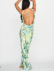 Women's 2025 Summer Satin Backless Elegant Dress