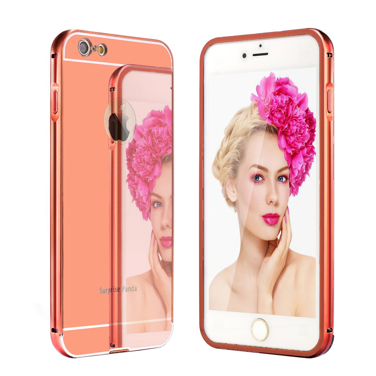 6 Case, Surprise Panda (TM) New Luxury Aluminum Ultra-thin Mirror Metal Case Cover for iPhone 6 [Girl case] (iPhone 6, Rose Gold)