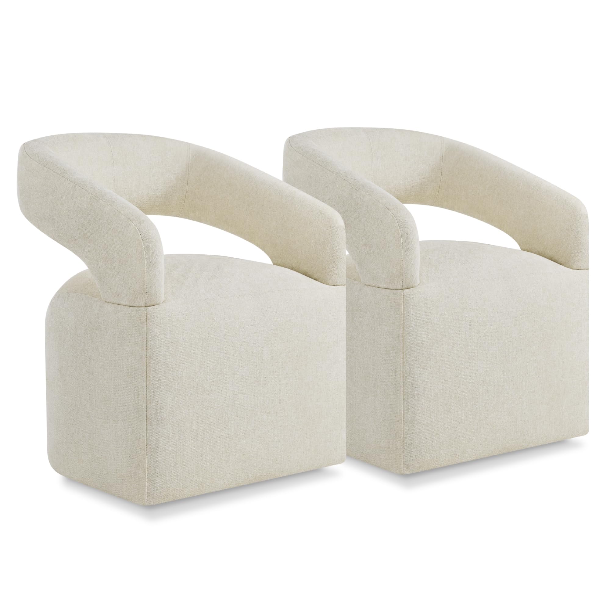 Photo 1 of **** 1 PIECE**** KISLOT Upholstered Dining Chair with Casters Easy Assembly Require Modern Barrel Armchair with Rollers for Diningroom Bedroom Livingroom Reading Room,Cream Beige ****JUST 1 CHAIR****