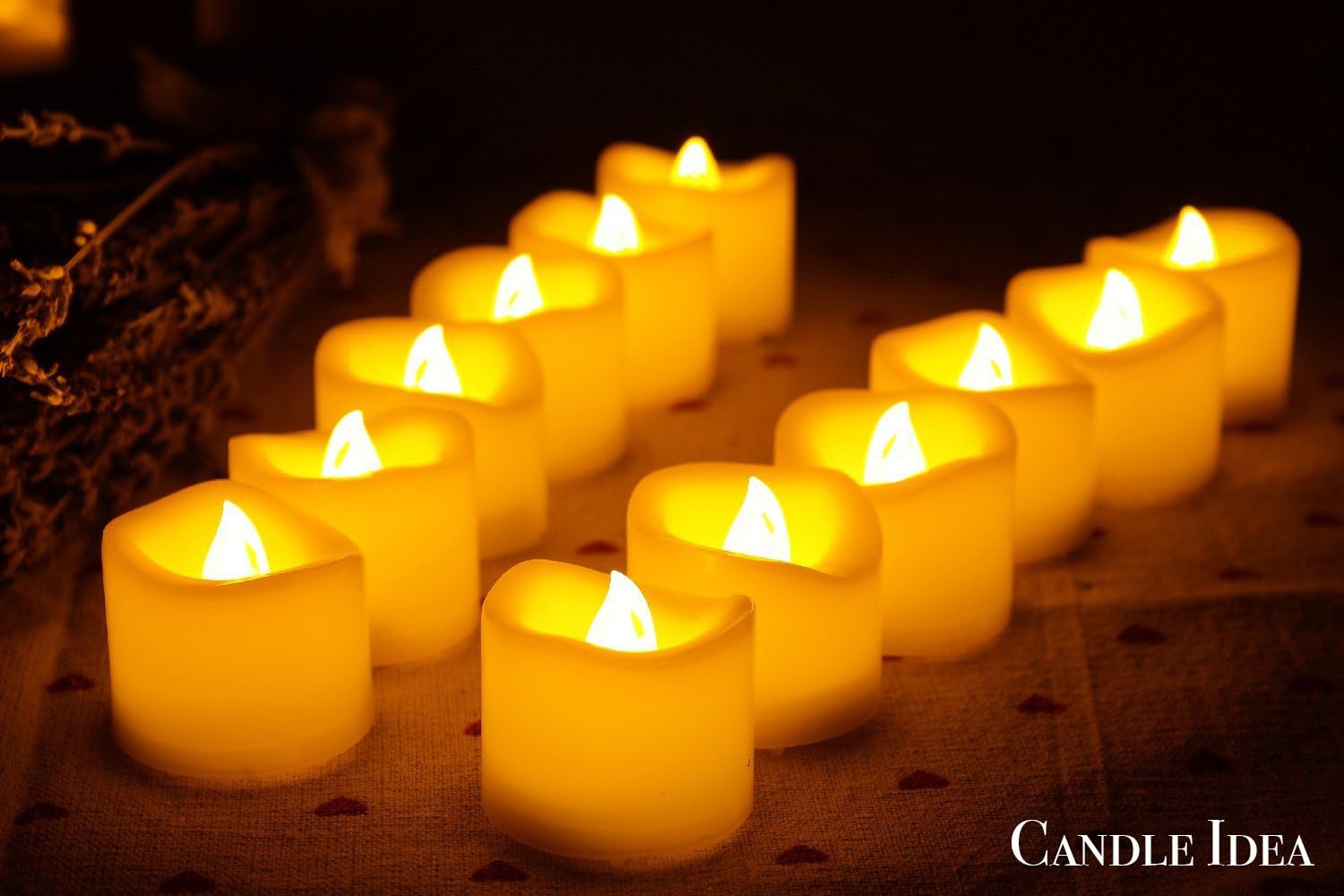 Led Flickering Flameless Votive Tea Lights Candles With Remote Control Battery Operated Set Of 12 / Electric Outdoor Tealights Timer Candle For Christmas,Xmas Decorations (Batteries Included) 200Hours - Image 4