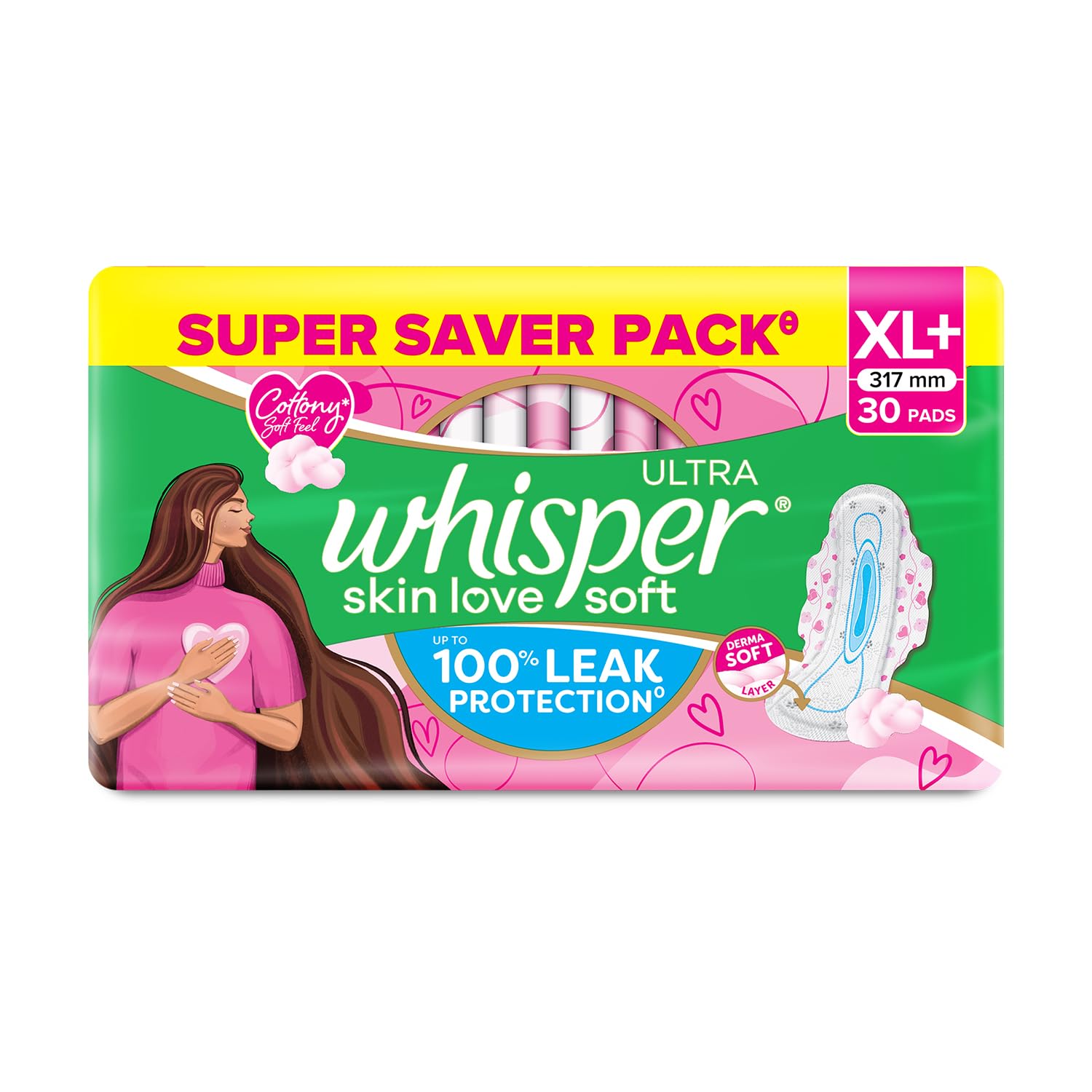 Whisper Ultra Soft XL+ 30 Pads