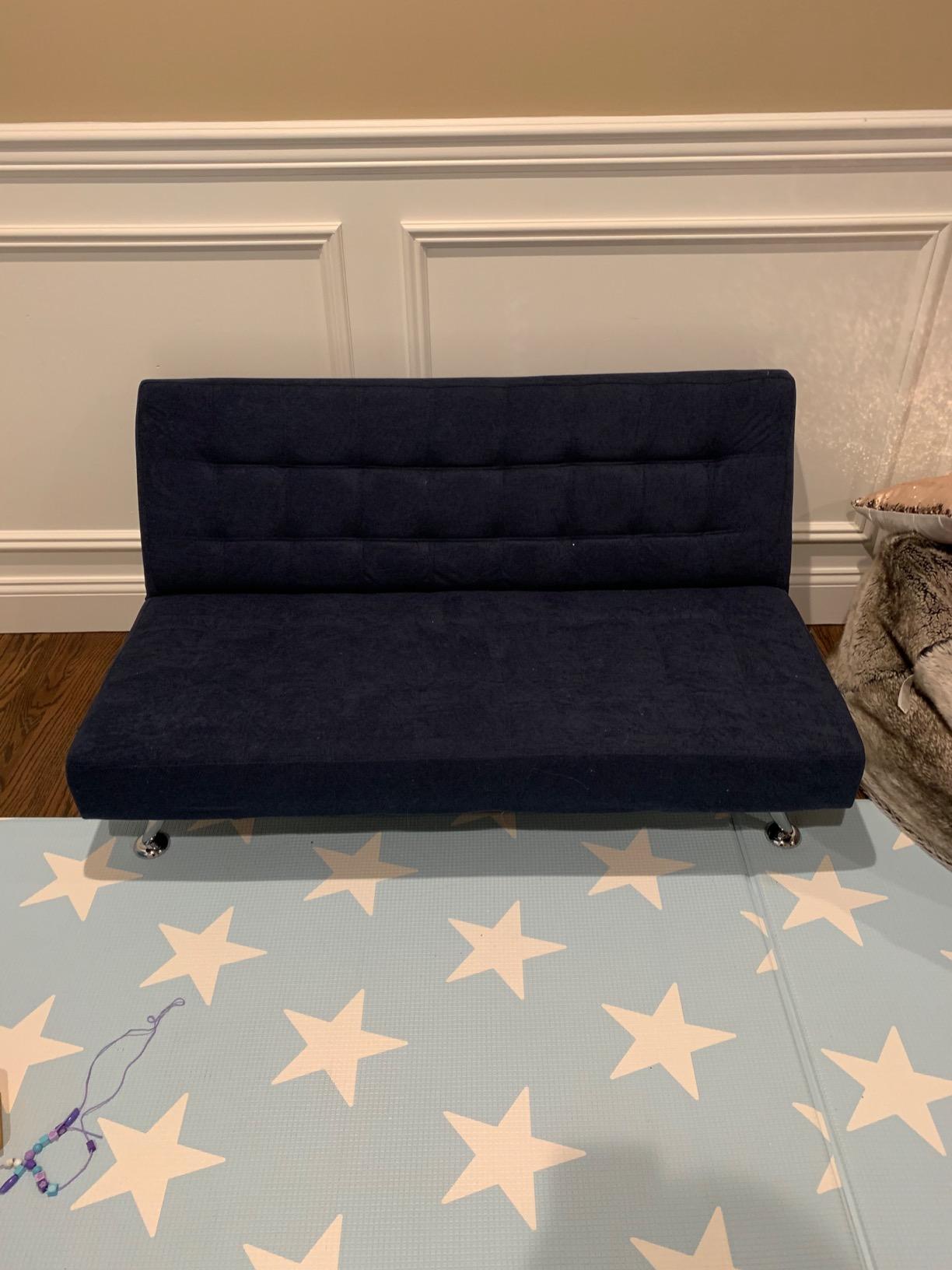 43/mo Finance DHP Ariana Kids Sofa Futon, Converts from Futon to Bed for Kids, Blue Buy Now