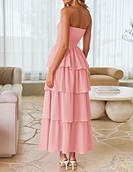 ZESICA Women‘s Summer Boho Strapless Maxi Dress
