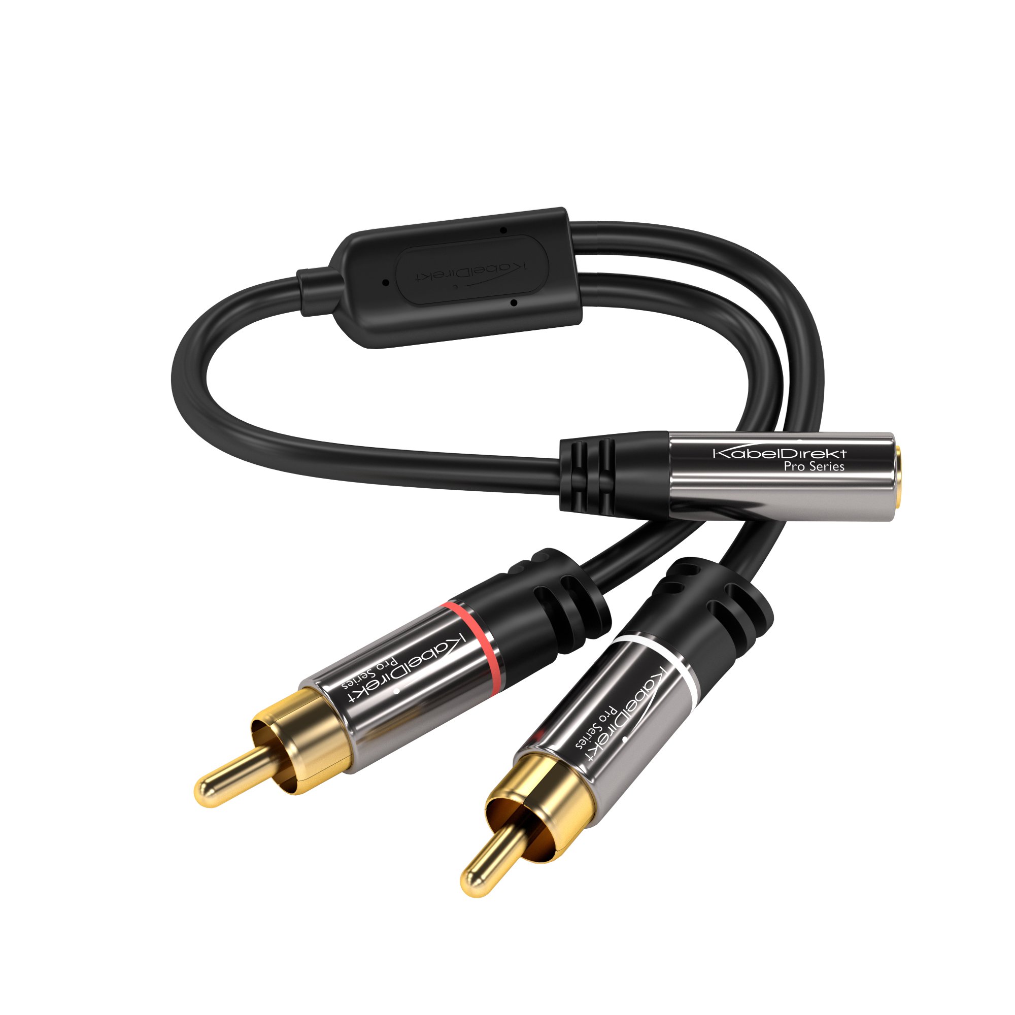 KabelDirekt – 0.2m 3.5mm to RCA Adapter (Adapter 2 x RCA male to 3.5mm female) PRO Series