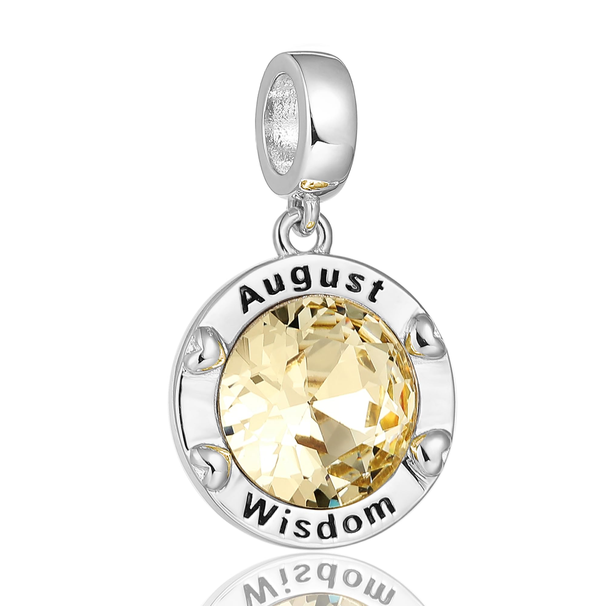 August Birthstone Charms for Women Bracelets Yellow Round Charm fit Pandora Bracelets Birthday Gifts for Women Girls