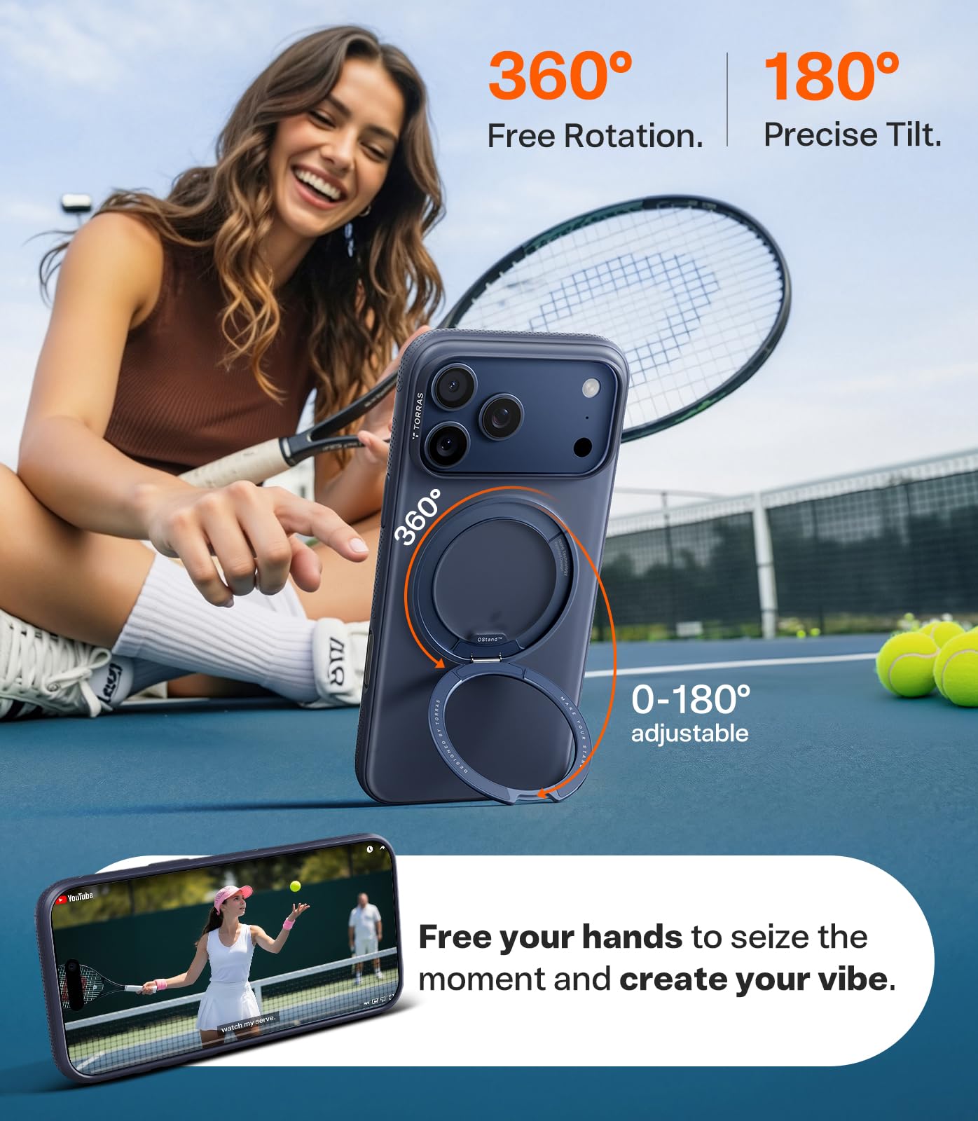 TORRAS 360 Magnetic Stand for iPhone 17 Pro Max Case, [Fit for MagSafe] [4X Military-Grade Protection] Slim Case for iPhone 17 Pro Max, 6.9