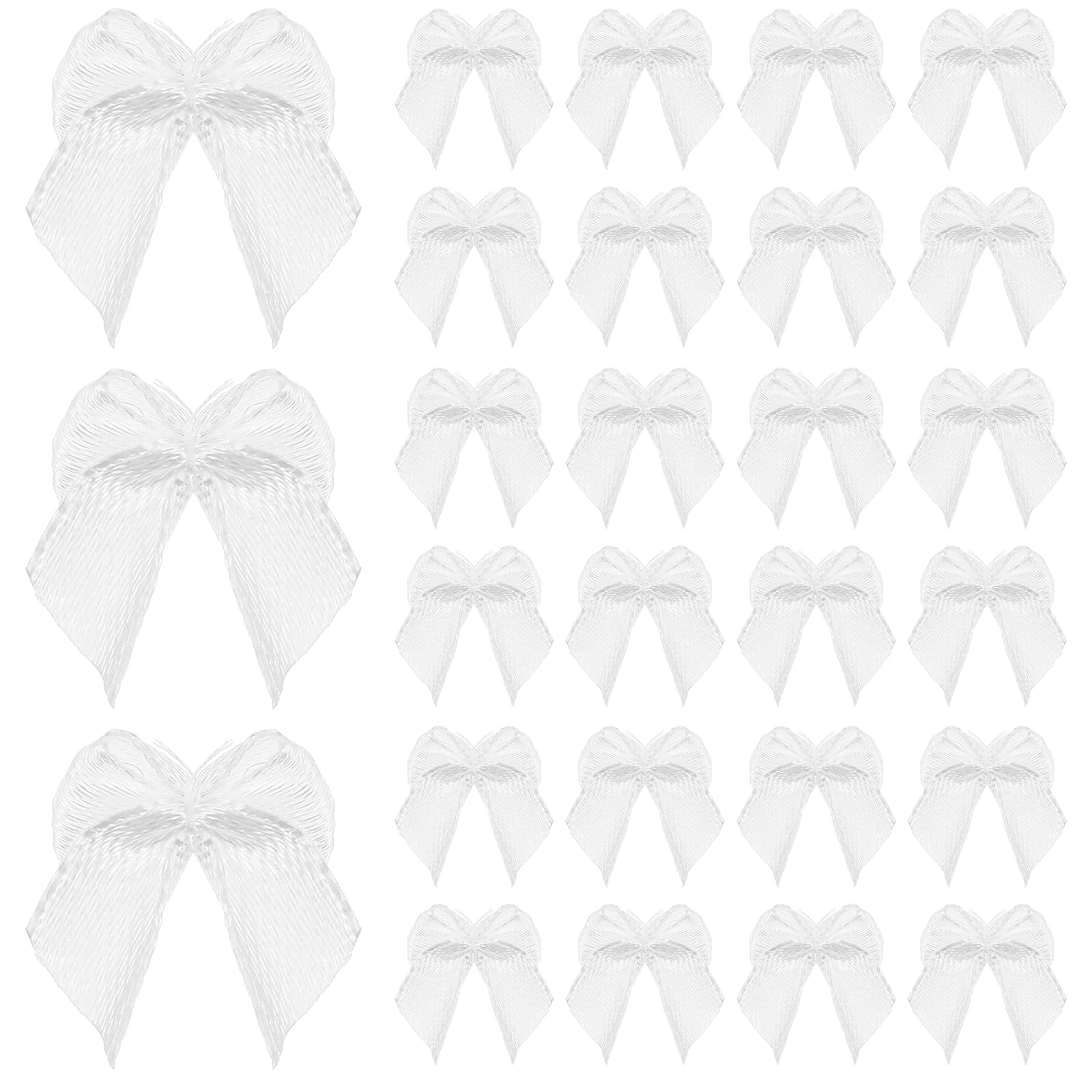 EXCEART 100 Pcs Mini Satin Ribbon Bows Flowers Sewing Appliques Scrapbooking Embellishment for DIY Craft Wedding Gift Hair Clip Bowknot Decoration 2. 2 x 2cm White