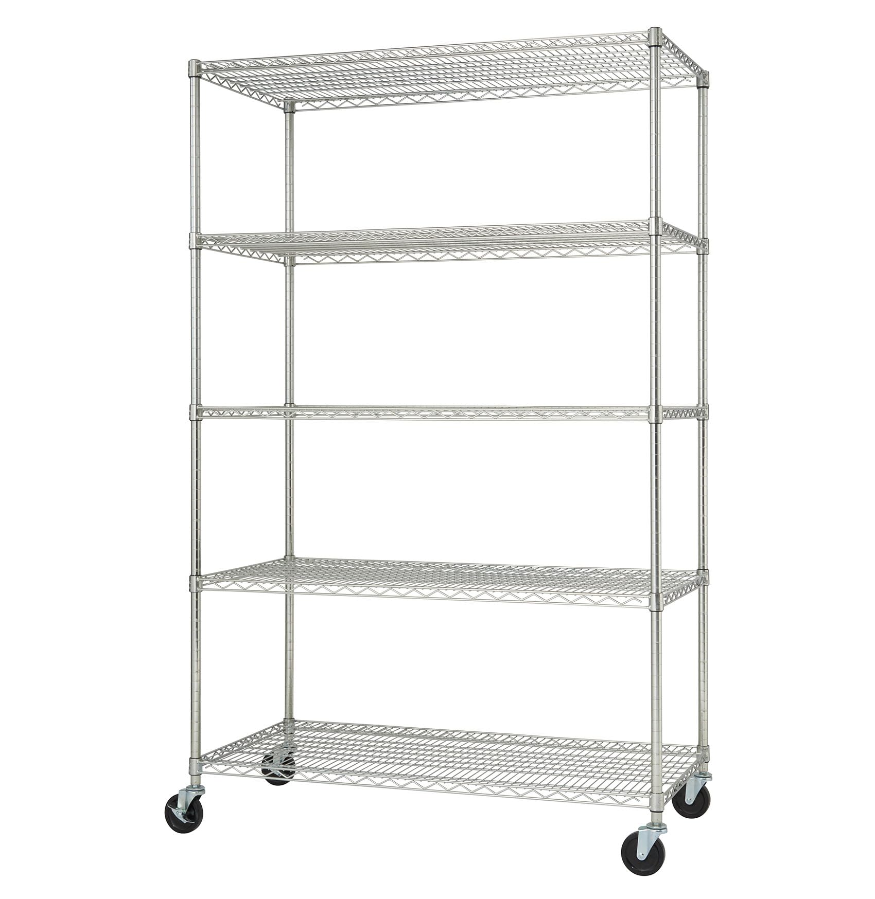 Photo 1 of TRINITY EcoStorage Heavy Duty 5-Tier Adjustable Wire Shelving with Wheels for Kitchen Organization, Garage Storage, Laundry Room, NSF Certified, 800 to 4000 Pound Capacity, 48" X 18" X 72", Chrome