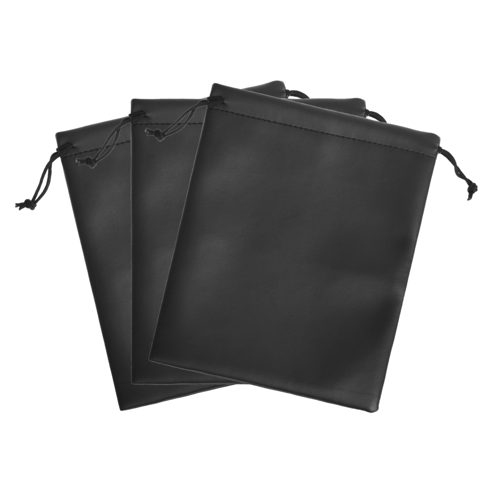 Photo 1 of BCP 3pcs 7.5x9” Black Color PU Leather Double Drawstring Protection Headphone Pouch Bag Headphone Pouch (7.5x9)