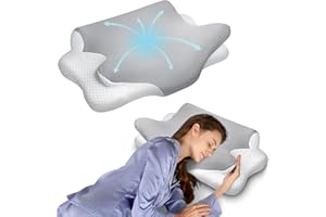 Susalt Cervical Neck Pillow for Pain Relief, Memory Foam Pillow for Side Sleeper Pillow, Cooling Adjustable Ergonomic Pillow for Stomach, Back & Side Sleeper with Pillowcase