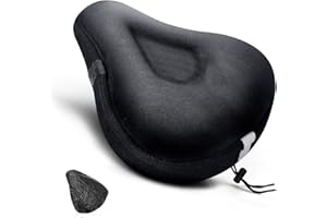 ANZOME Bike Seat Cushion, Wide Gel Bike Seat Cover & Extra Soft Gel Bike Seat Cushion for Women Men Everyone, Fits Spin, Stationary, Cruiser Bikes, Indoor Cycling(Waterproof Case Included) …