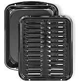 Broiler Pan for Oven Nonstick Porcelain Coated - 16.75” x 12.75” Frigidaire 5304494997 Replacement Broiling Pan for Oven With Rack For up to 550° F - Broiler Pans Circulate Heat and Drains Fat