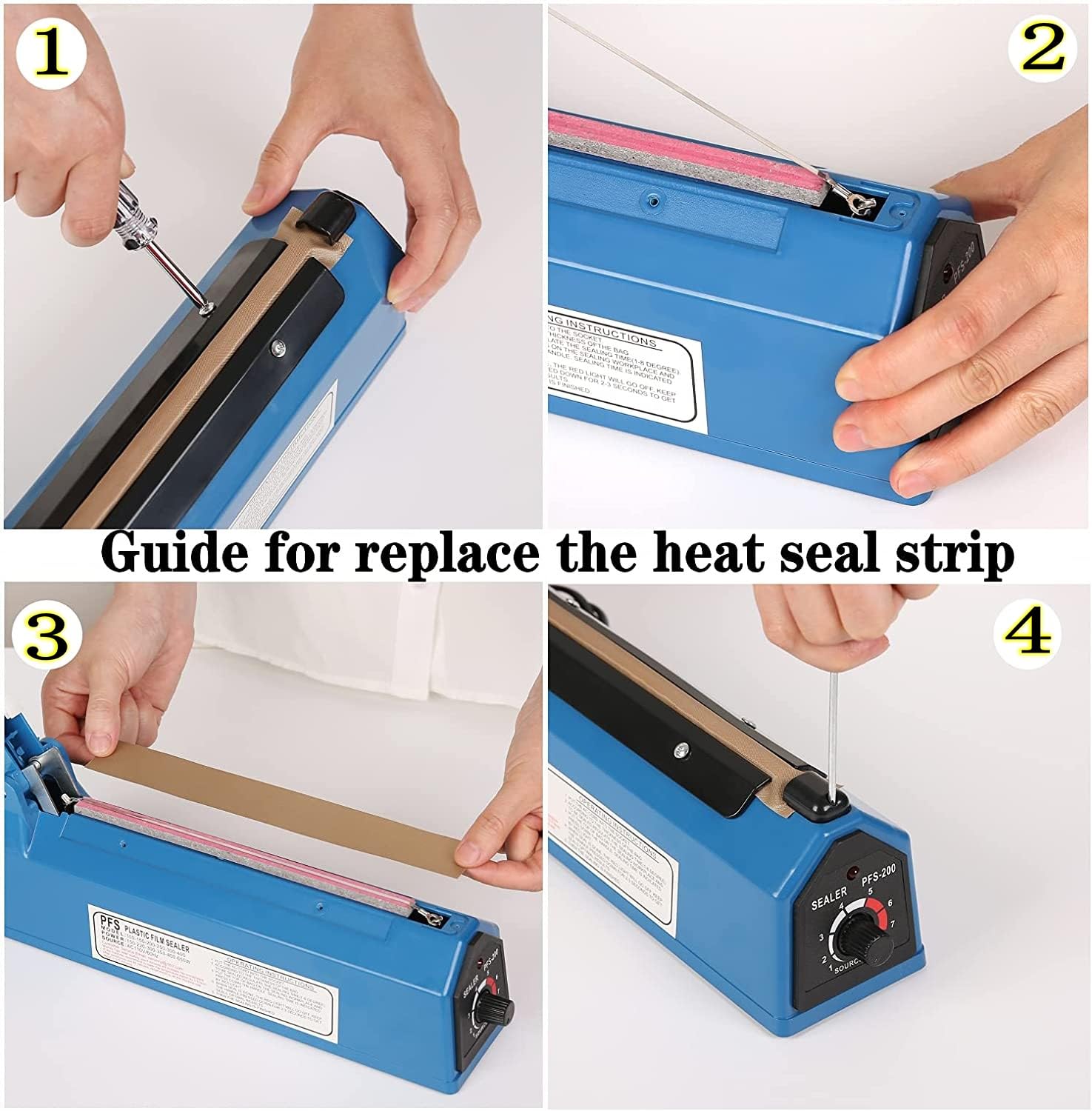 Impulse Sealer Replacement Parts 16 Inch Heat Seal Strips Teflon Tapes Sealer Replacement Element Grip Impulse Sealer Heating Element Service Spare Repair Kit-6 Pack