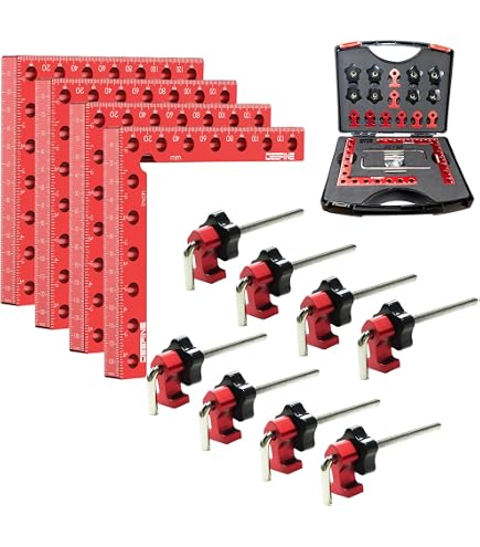 EAWONGEE 4-Pack 90° Positioning Squares – Aluminum Alloy Right Angle Clamps (5.5 X 5.5 Inches) For Woodworking, Picture Frames & Cabinets