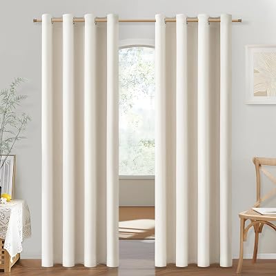 MRTREES Beige Eyelet Curtains 72 Inch Drop Thermal Blackout 2 Panels 46x72