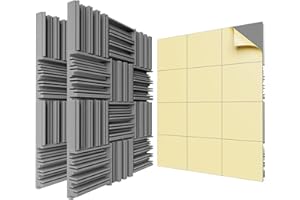 LIGHTDESIRE 36 Pack Self-Adhesive Sound Proof Foam Panels,12 X 12 X 2 inches Acoustic Foam,High Resilience Sound Proofing Padding for Wall,Sound Absorbing Panels Suitable for Home,Studio,Dark Gray