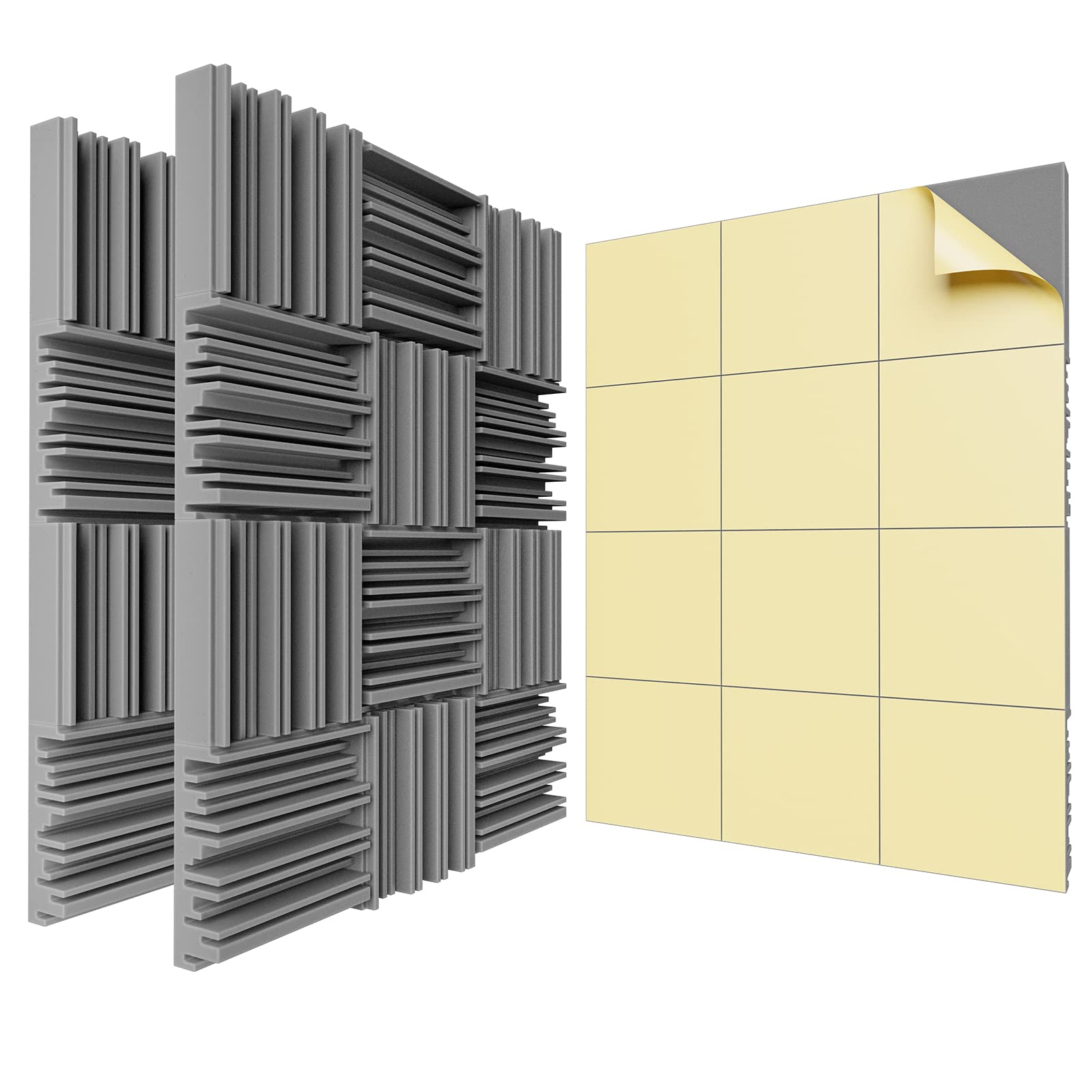 Photo 1 of 36 Pack Self-Adhesive Sound Proof Foam Panels,12 X 12 X 2 inches Acoustic Foam,High Resilience Sound Proofing Padding for Wall,Sound Absorbing Panels Suitable for Home,Studio - Gray