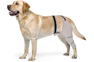 JOYPIG Dog Rear Leg Sleeve to Prevent Licking - Comfortable Recovery Sleeve for Back Hind Leg, Wound Recovery After Surgery for Torn ACL/CCL TPLO, Cone Alternative,Upgraded Threaded Opening (Grey)