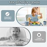 vacvad 11Pcs Baby Weaning Set Silicone Tableware Blue Suction Bib Cup view 2