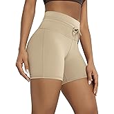 ODODOS Women's Drawstring Tie Daily Shorts 5" Inseam High Waist Workout Yoga Biker Shorts