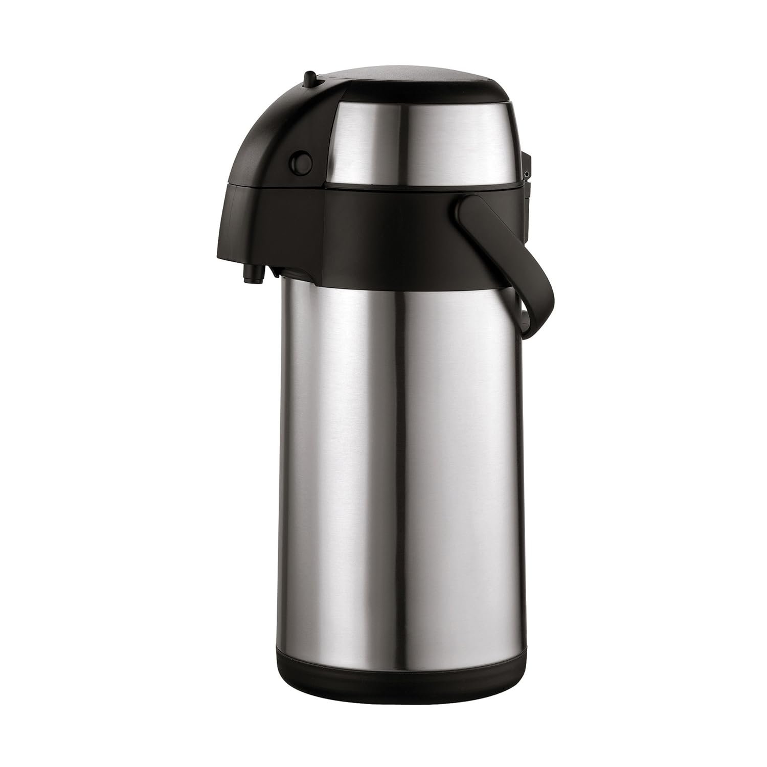 axentia Airpot in Silber, Pumpkanne aus rostfreiem Edelstahl, Isolierkanne mit Doppelwand, Isolierflasche mit Pumpe und unzerbrechlichem Korpus, Pump-Kaffeekanne mit Tragebügel, Volumen: ca. 3 L