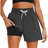 HODOSPORTS Women's 4'' Swim Shorts Quick Dry Board Shorts with Boxer Liner Pockets Swimsuit Bottoms