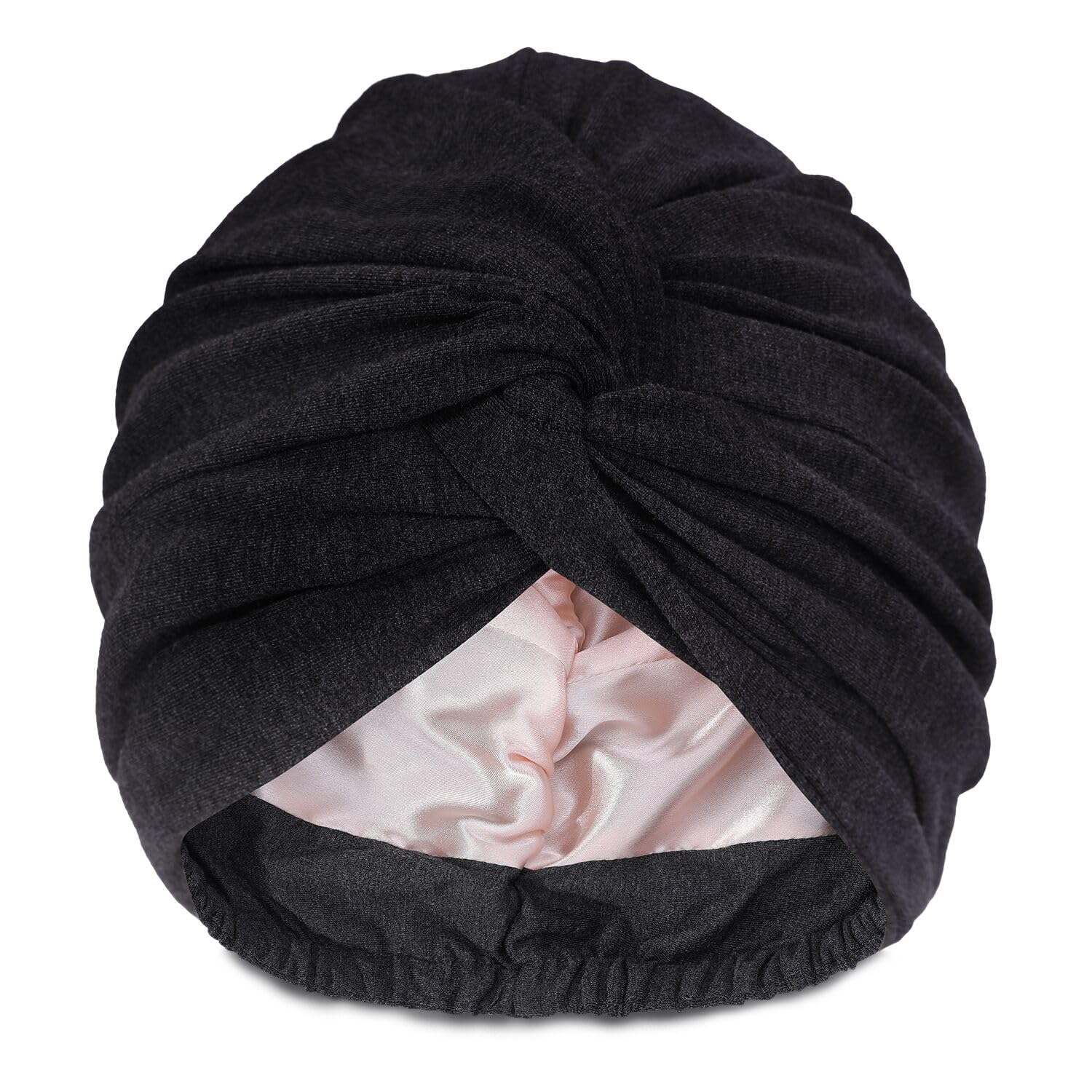Hat Hut Satin Turban for Women Silk Bonnet Satin Bonnet Sleep Cap for Curly Hair Sleeping Adjustable Head Wrap Twisted Turban (Grey)