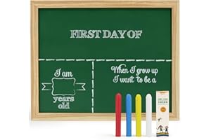 First Day of School Board, Wooden Framed 14" x 11" Back to School Sign for Kids/Girls/Boys, Reusable 1st Days of Preschool/Ki