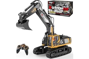 kolegend Remote Control Excavator Toy 16 Inch, 9 Channel RC Construction Vehicles Hydraulic Haulers Digger Toys Gift for 6 7 8 9 10 Years Old Kids Boys