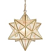 DAYCENT Brass Moravian Star Pendant Lighting Seeded Glass Pendant Lights 13 1/2 inches