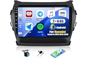 [2+64G]Android 15 Car Stereo for Hyundai Santa Fe IX45 2013-2018 with Wireless Carplay&Android Auto,9" Touch Screen Car Radio
