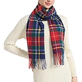 RonFoxi Plaid Scarf for Women Men, Lightweight Classic Tartan Tassel Scarves Fashion Warm Winter Chunky Scarf Cold Weather