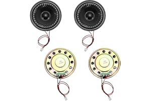 MECCANIXITY 4 Pcs 8 Ohm Small Speaker, 0.5W 50mm Diameter Metal Shell Round Magnet Tiny Speaker with 100mm Terminal Wire Micr