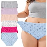 Starllarum Women's High Waist Cotton Panties Plus Size Underwear 6 Pack